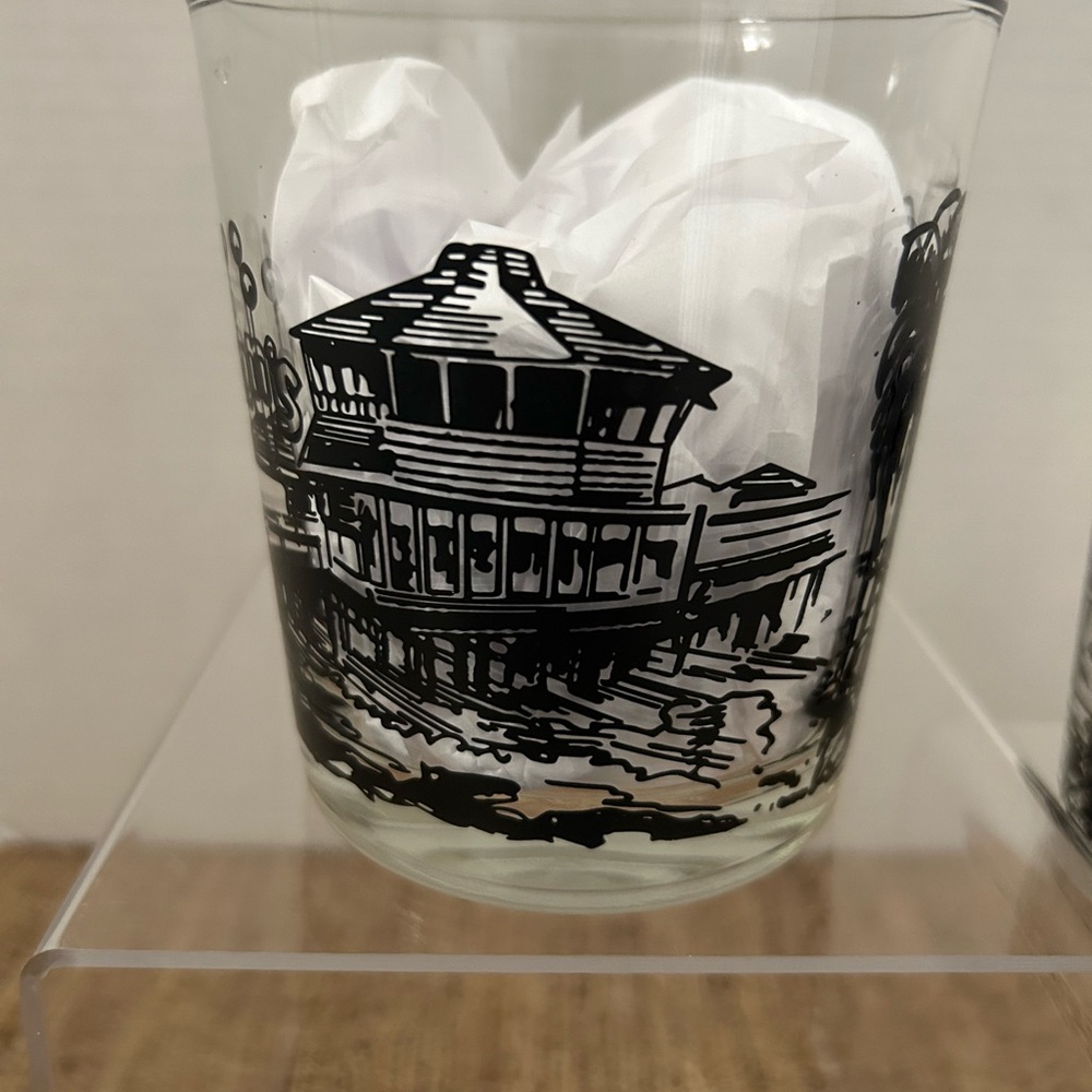 Tony's On The Pier Redondo Beach Ca. Tiki Lowball Cocktail Glasses. Set of 2 Vtg - Picture 3 of 6